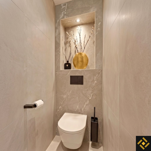 wc achterwand marmerlook beige