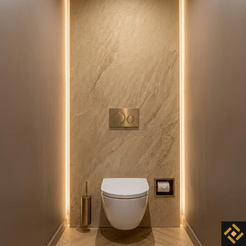wc achterwand met ledverlichting beige