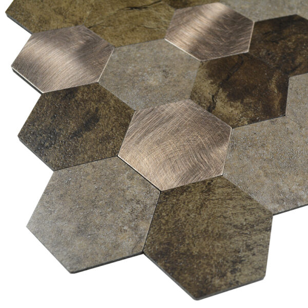 hexagon zelfklevende tegels bruin