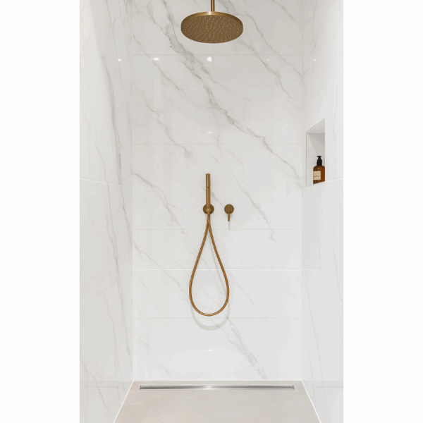 hoogglans badkamer wit marmerlook