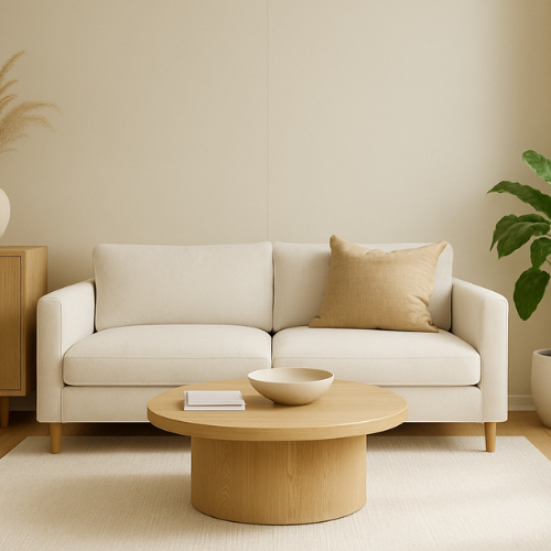 kunststof wandpanelen beige woonkamer