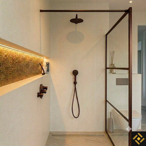 spc wandpanelen beige douche