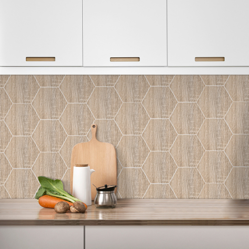 keukenwand mozaiek hout