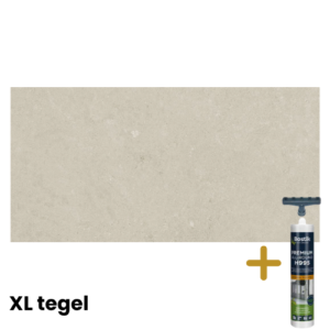 Badkamer tegels zandkleur XL tegelpaneel met montagelijm