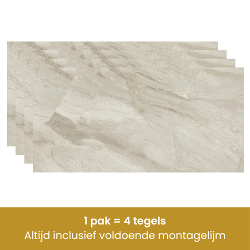Beige marmer tegels set van 4 wandtegels