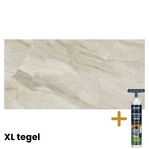 Beige marmer tegels XL tegelpaneel met montagelijm