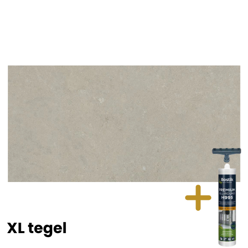 Grote grijze wandtegels XL tegelpaneel met montagelijm