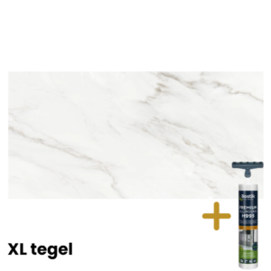 PVC wandtegels wit marmer in XL formaat met montagelijm