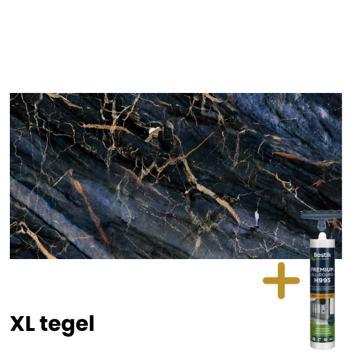 XL tegelpaneel donkerblauw marmer met montagelijm
