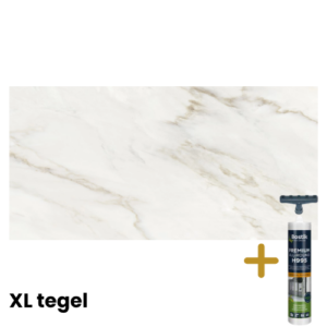 XL tegelpaneel gebroken wit marmer met montagelijm