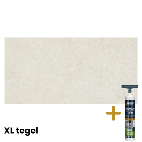 Zandgrijs tegel XL tegelpaneel met montagelijm