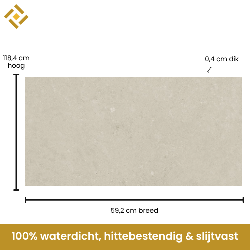 Zandkleur/beige tegelpaneel afmetingen 118,4 x 59,2 cm