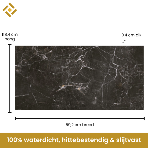 Zwarte marmer tegel afmetingen 118,4 x 59,2 cm