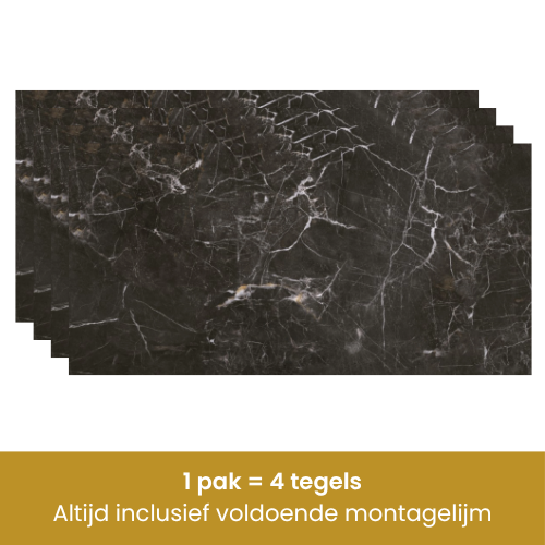 Zwarte marmer tegels set van 4