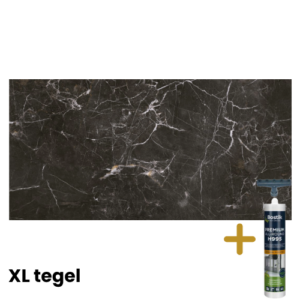 Zwarte marmer tegels XL tegelpaneel met montagelijm