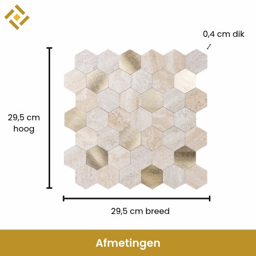 beige mozaïek tegel afmetingen