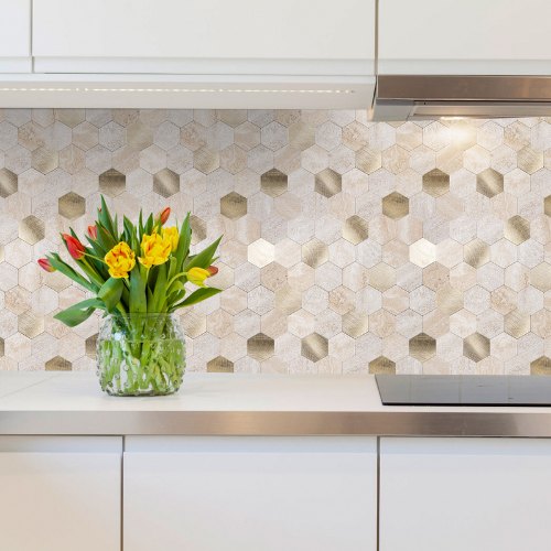mozaiek tegels beige keuken