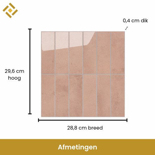 pastelroze plaktegel afmetingen