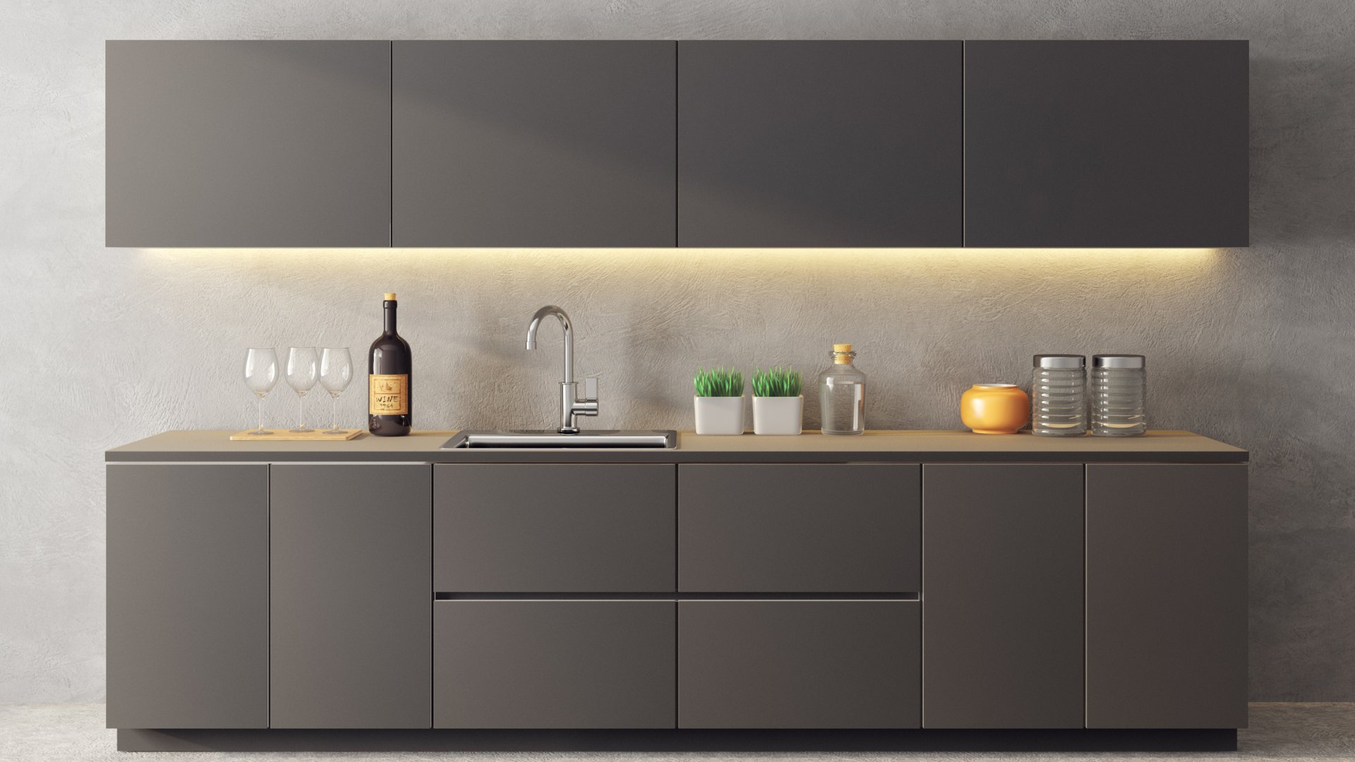 Wandpanelen keuken: donkere SPC wandpanelen als keukenachterwand